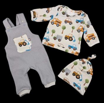 Handmade Latzhose, Pulli & Mütze gr.56